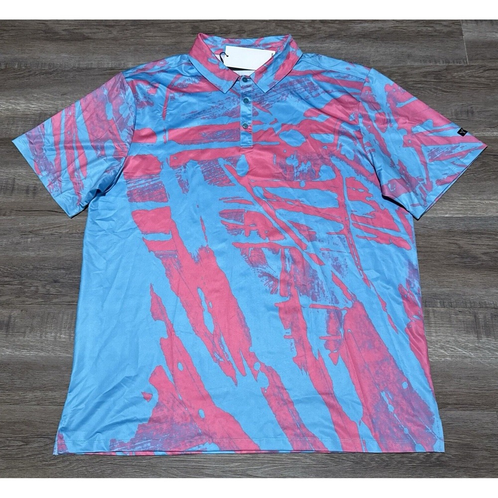NEW Yatta Golf Men's Size 3XL Blue Bubblicious Short Sleeve Polo Shirt XXXL
